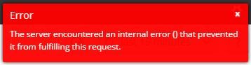 Error  The server encountered an internal error () that prevented it from fulfilling this request.