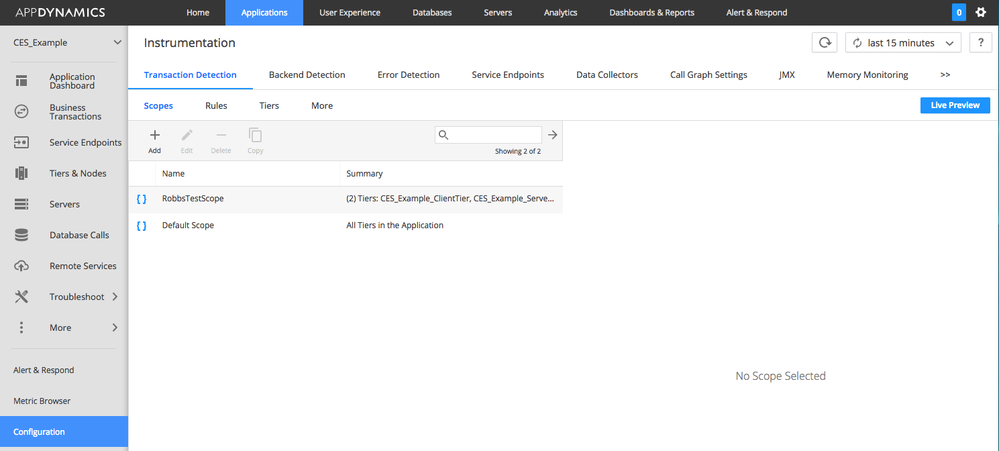 Select Configuration, then Instrumentation, then Rules