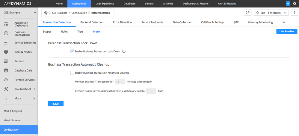 Select Configuration, then Instrumentation, then More