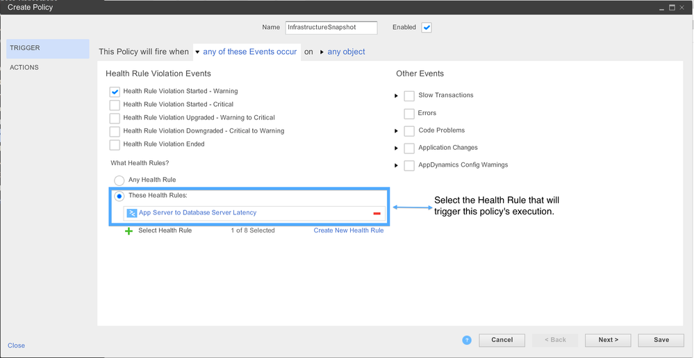 Create AppDynamics Policy Step1