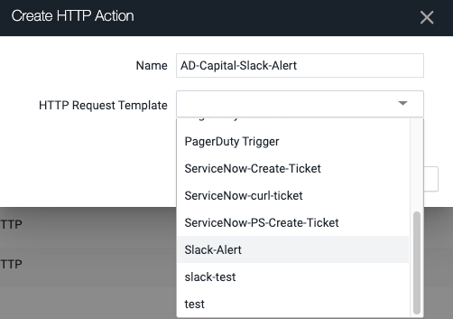 Choose the HTTP Request Template for this Action