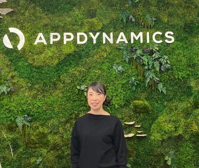 Yukari poses in the AppDynamics Tokyo office